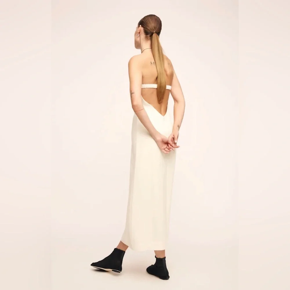 Reformation Nino Dress in Fior Di Latte Cream Strapless Midi Size 10 - Picture 8 of 9